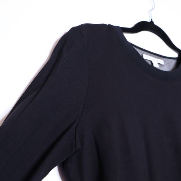 CHELSEA & WALKER Crew Split Elbow Top Black Mesh Long Sleeve Casual Women's L - Picture 5 of 11